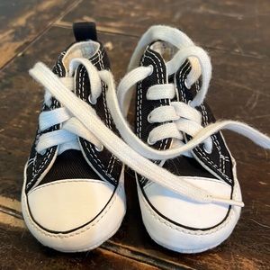 Converse black white size 3 crib shoes